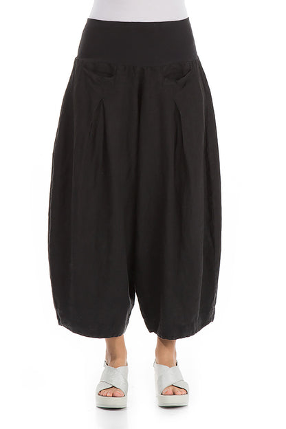 Loose Black Linen Trousers 1
