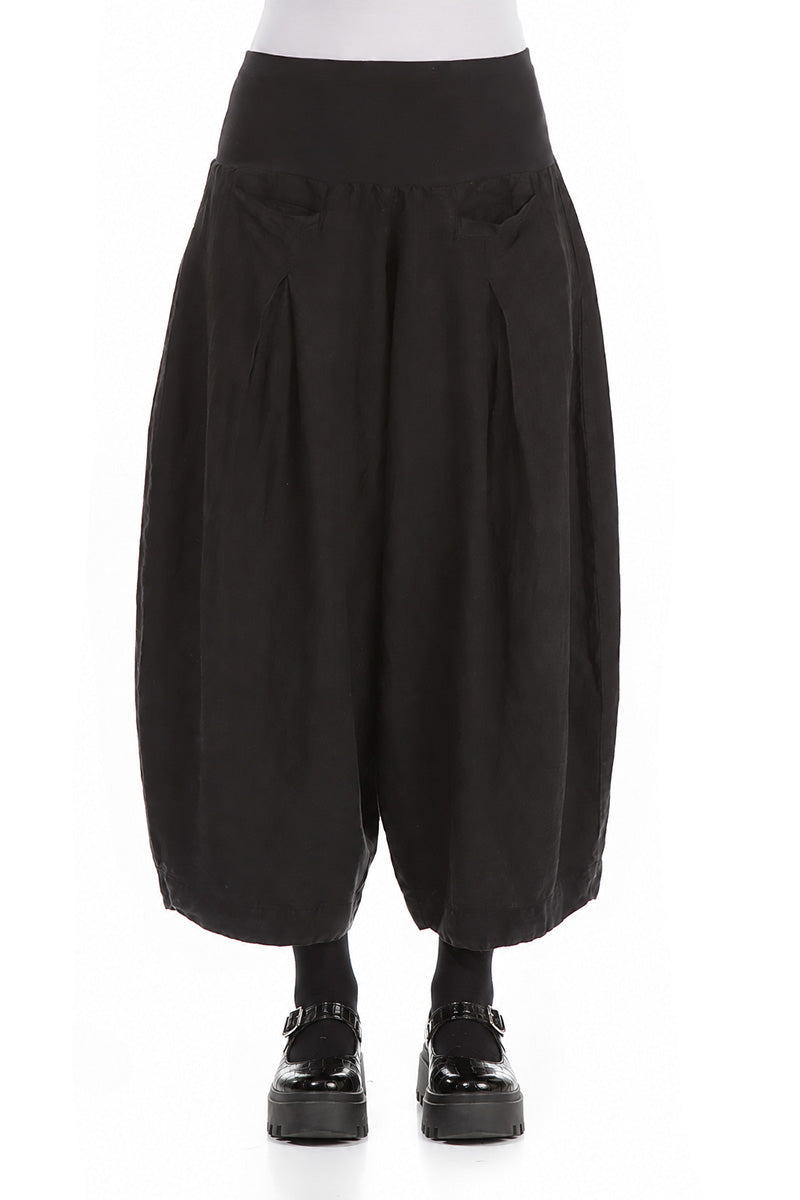 Loose Black Linen Trousers 1