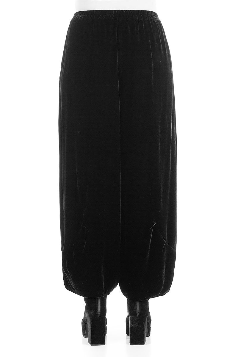 Loose Black Silk Velvet Trousers 2