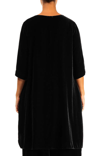 Loose Black Silk Velvet Tunic 2