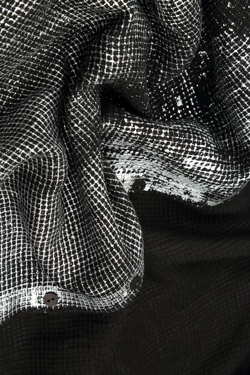 Loose Black Silver Metallic Mesh Silk Shirt 6