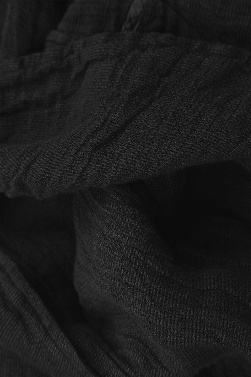 Loose Black Textured Linen Shirt 5
