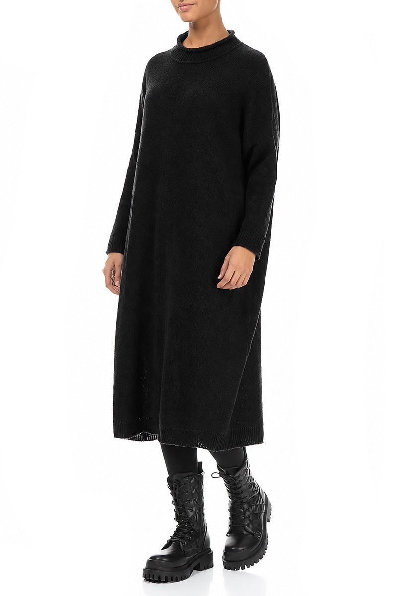 Loose Black Wool Dress 3