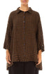Loose Black & Copper Check Linen Shirt 1