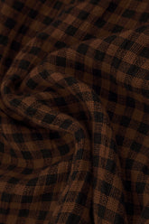 Loose Aged Copper Check Linen Shirt 5