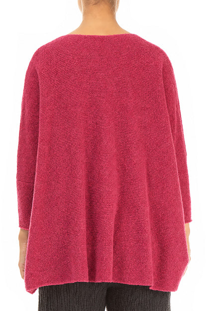 Loose Boxy Berry Rose Wool Cardigan 2