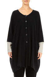 Loose Boxy Black Off White Wool Cardigan 1