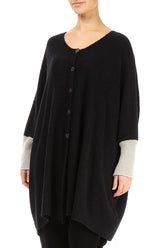 Loose Boxy Black Off White Wool Cardigan 3