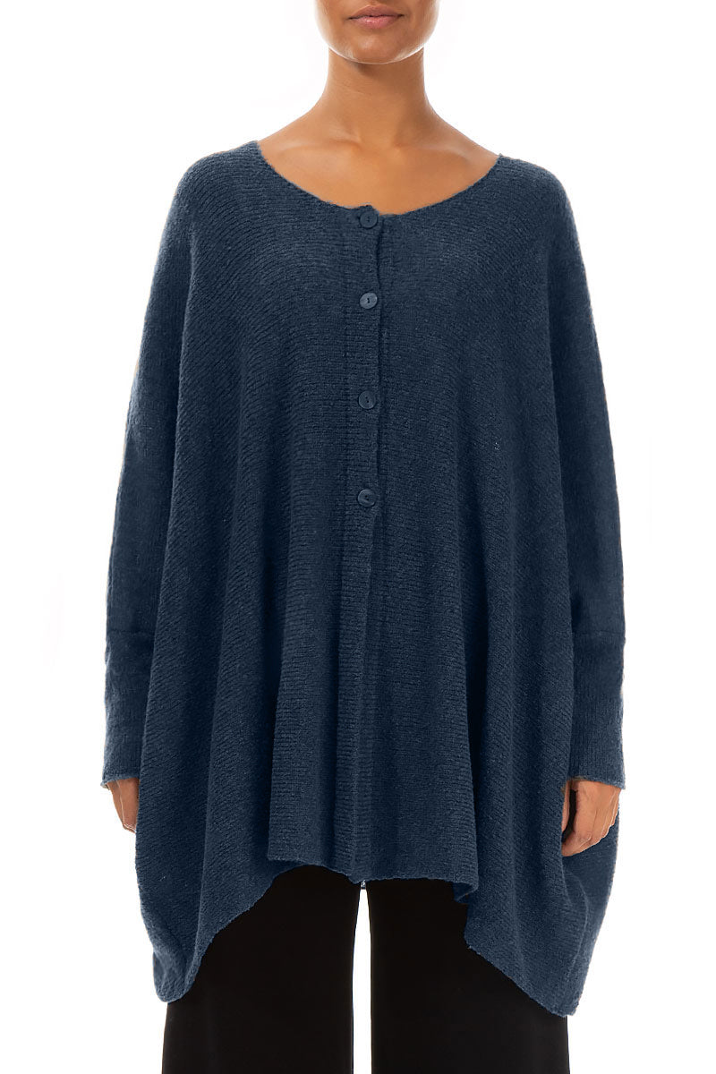 Loose Boxy Blue Wool Cardigan 1