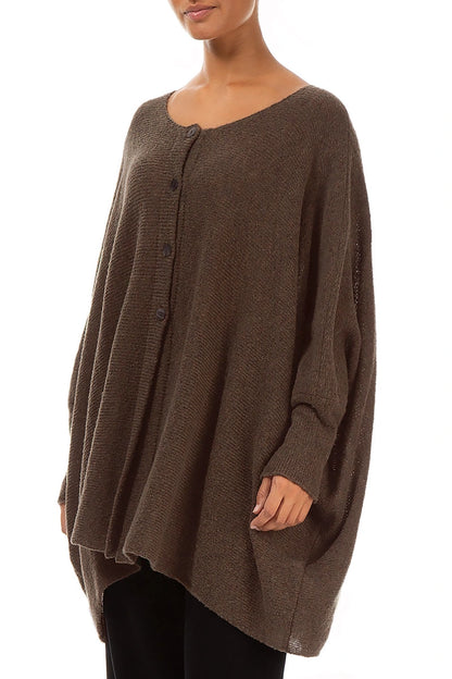 Loose Boxy Brown Wool Cardigan
