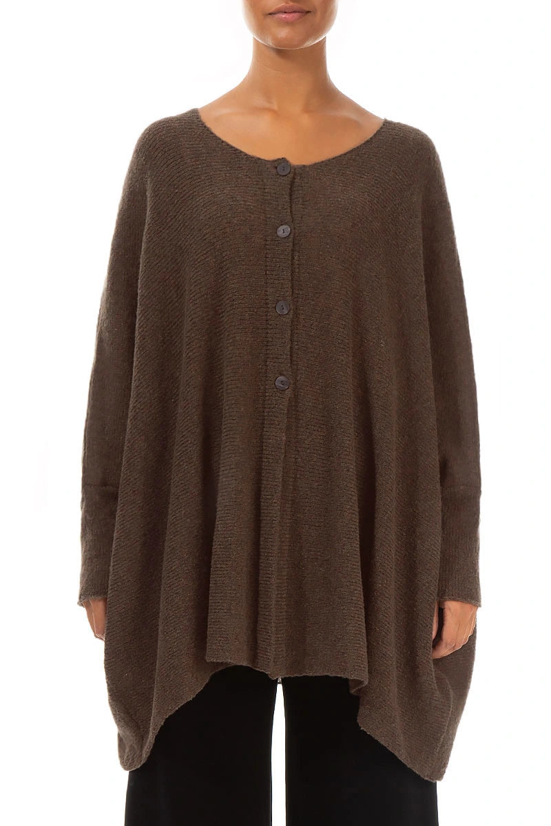 Loose Boxy Brown Wool Cardigan