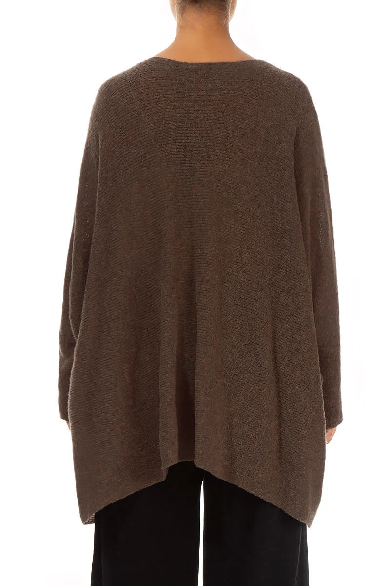 Loose Boxy Brown Wool Cardigan