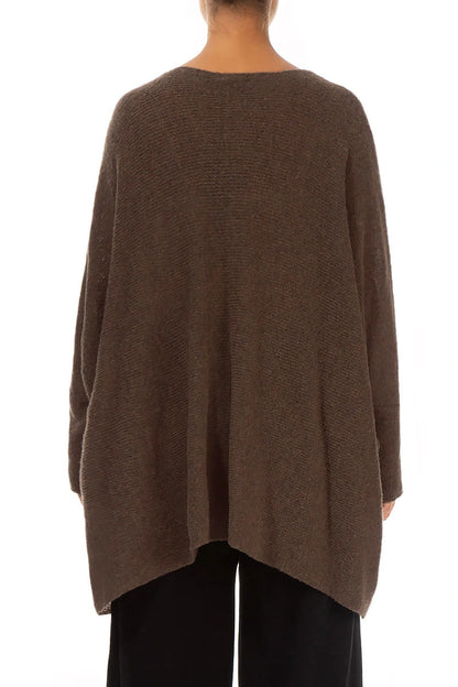 Loose Boxy Brown Wool Cardigan