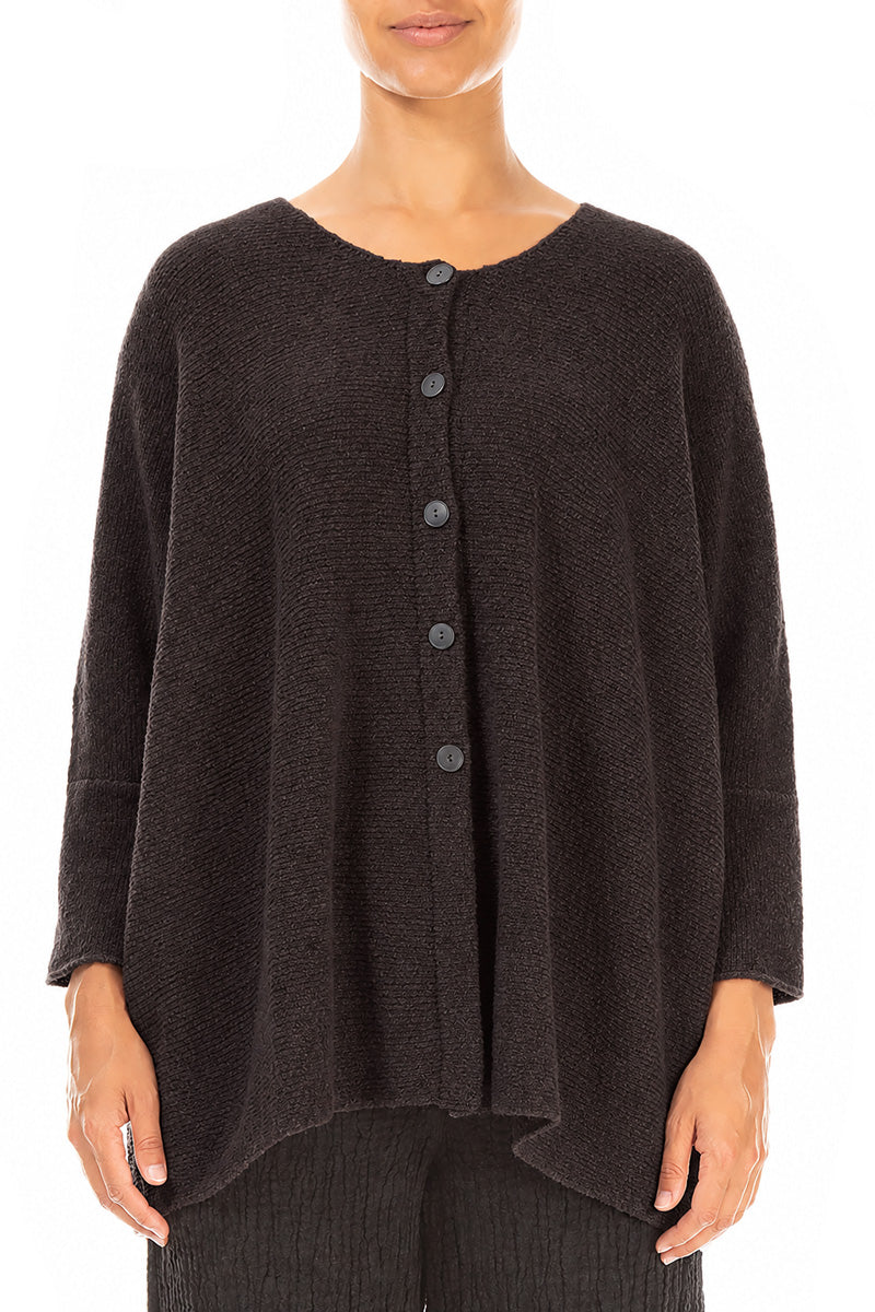 Loose Boxy Chocolate Wool Cardigan 1