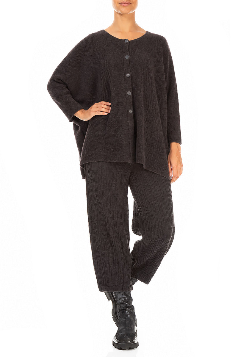 Loose Boxy Chocolate Wool Cardigan 4