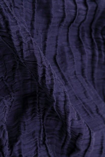 Loose Boxy Crinkled Royal Purple Silk Linen Blouse 5