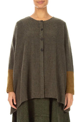 Loose Boxy Khaki Mustard Wool Cardigan 1