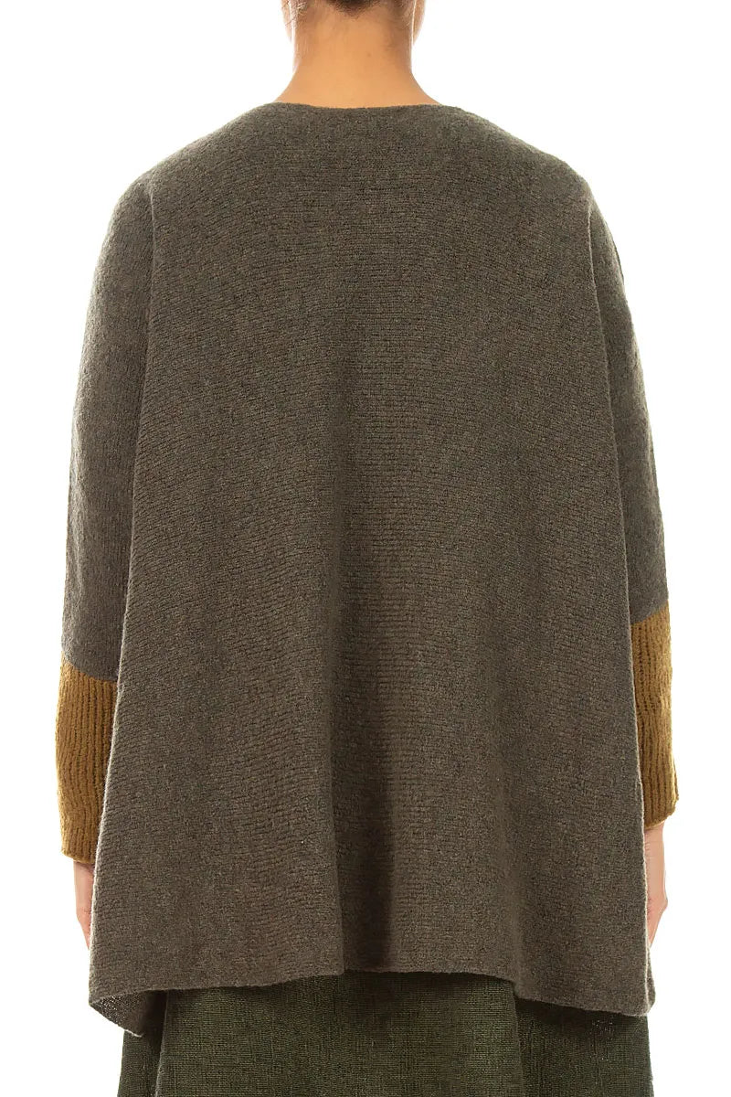 Loose Boxy Khaki Mustard Wool Cardigan 2