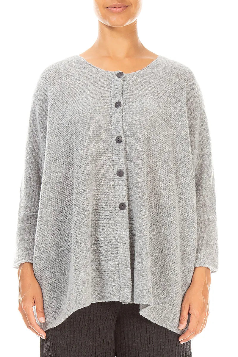 Loose Boxy Light Grey Wool Cardigan