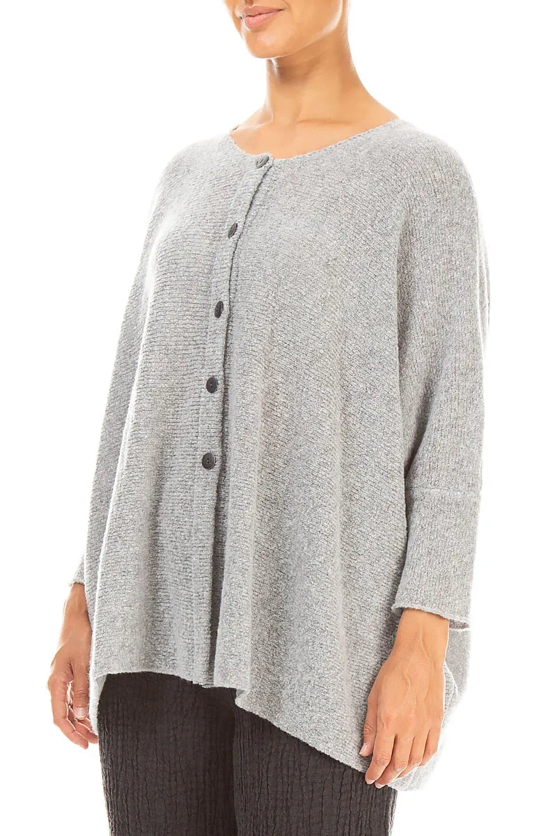 Loose Boxy Light Grey Wool Cardigan 3