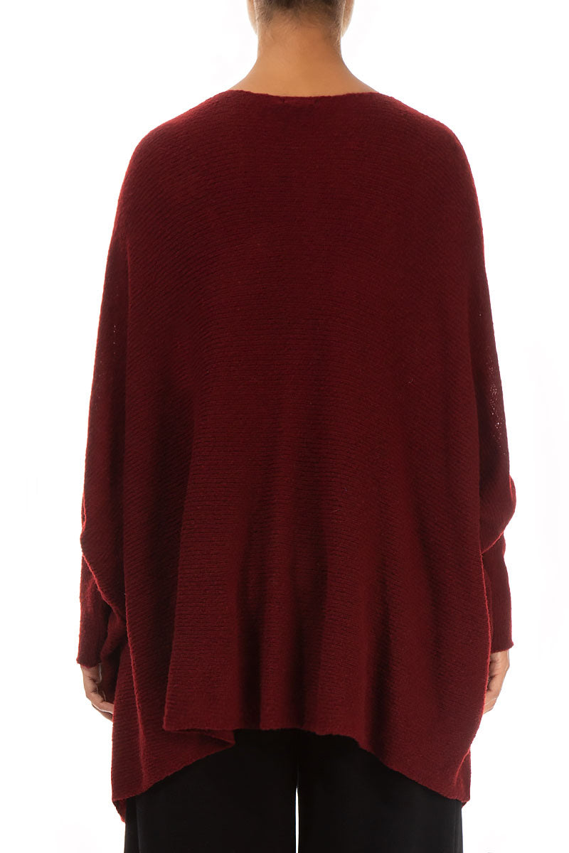 Loose Boxy Maroon Wool Cardigan 2