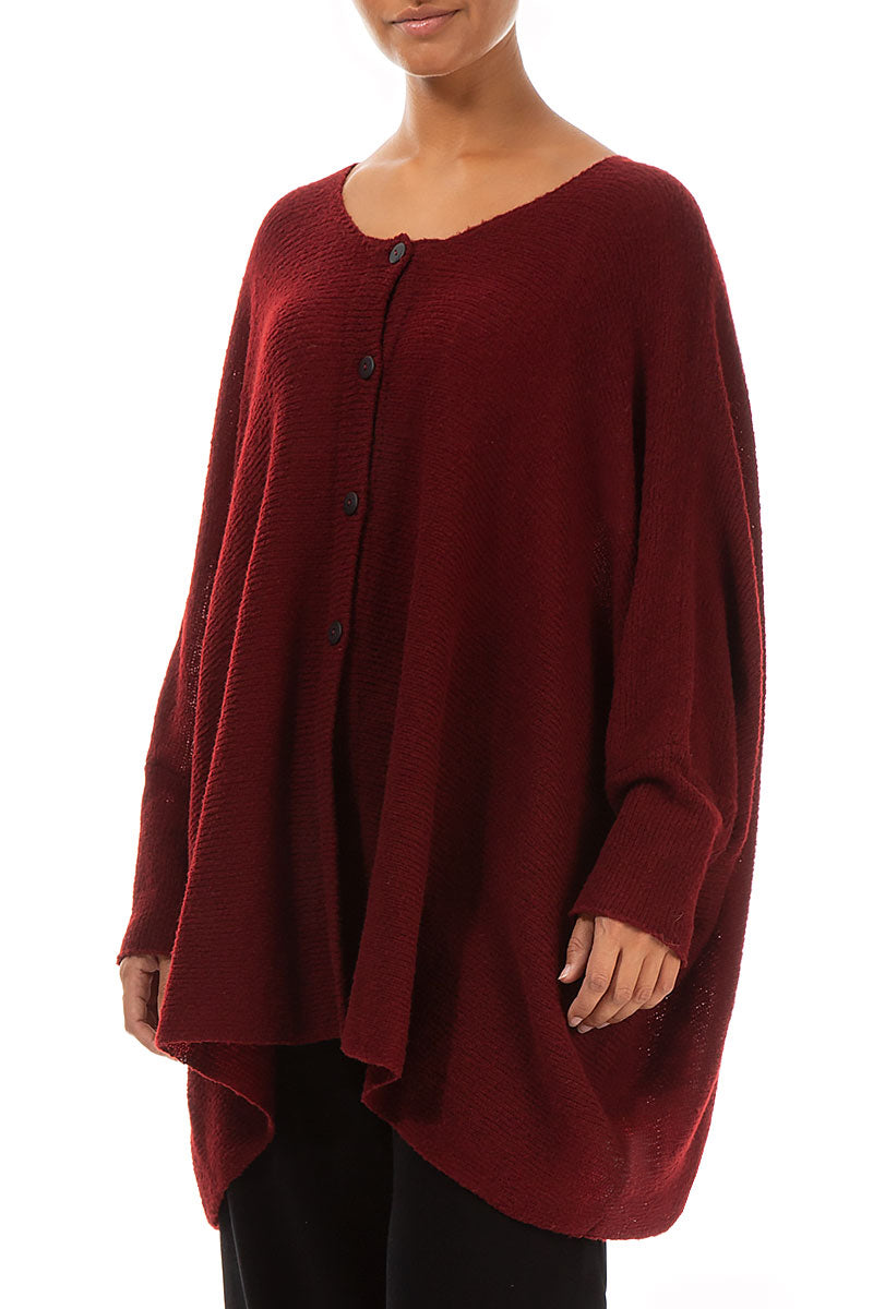 Loose Boxy Maroon Wool Cardigan 3