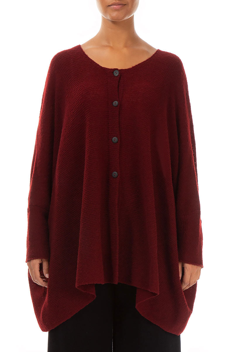 Loose Boxy Maroon Wool Cardigan 1