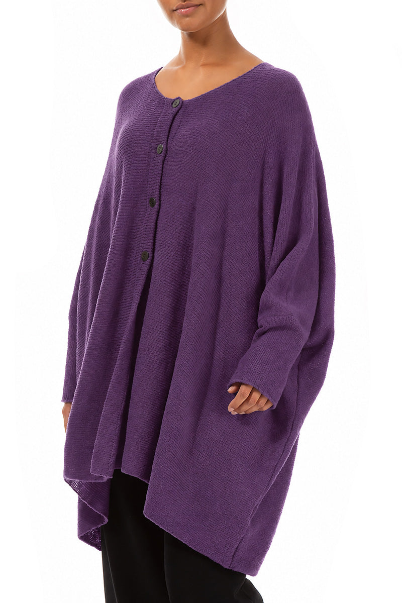 Loose Boxy Purple Wool Cardigan