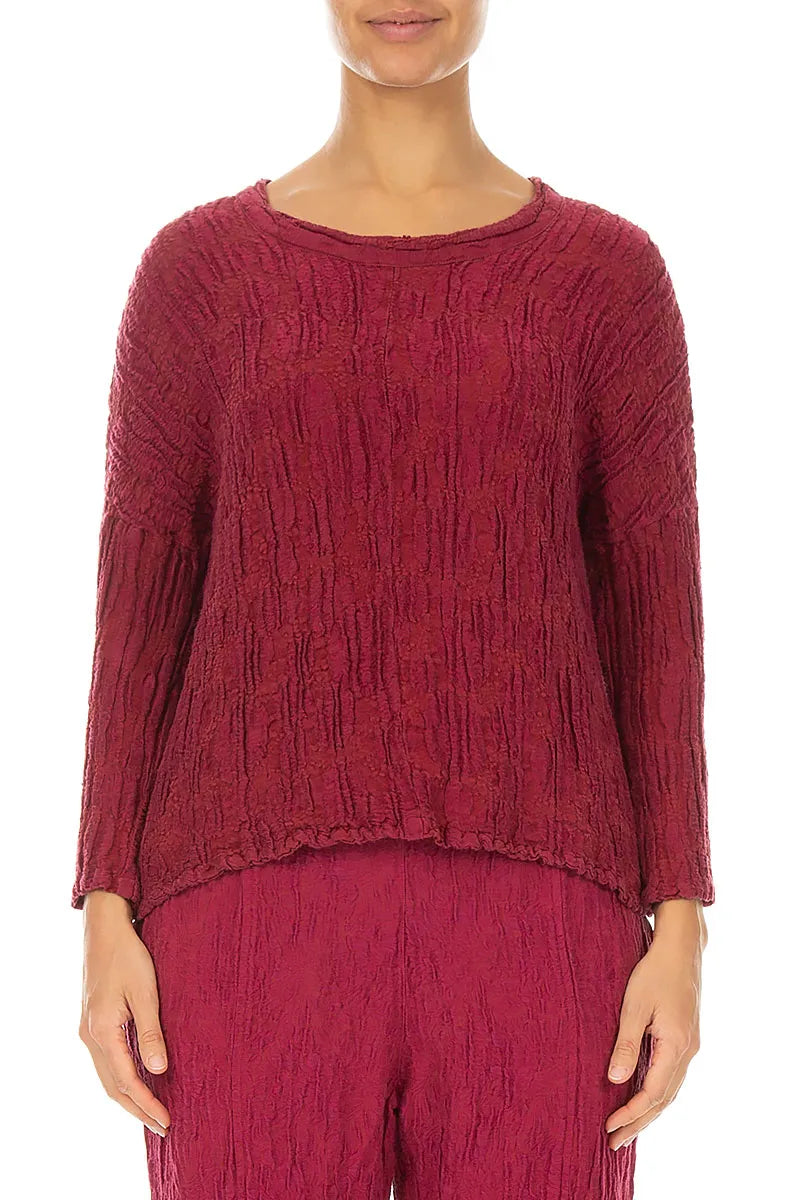 Loose Boxy Ruby Circle Silk Linen Blouse