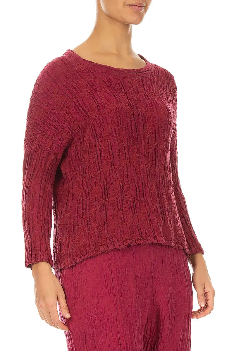 Loose Boxy Ruby Circle Silk Linen Blouse
