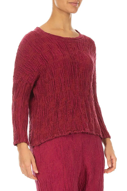 Loose Boxy Ruby Circle Silk Linen Blouse
