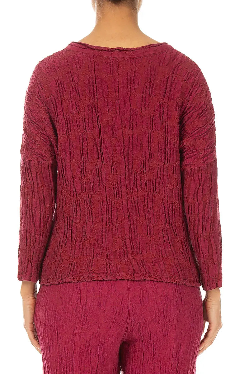 Loose Boxy Ruby Circle Silk Linen Blouse