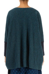 Loose Boxy Teal Dark Navy Wool Cardigan 3