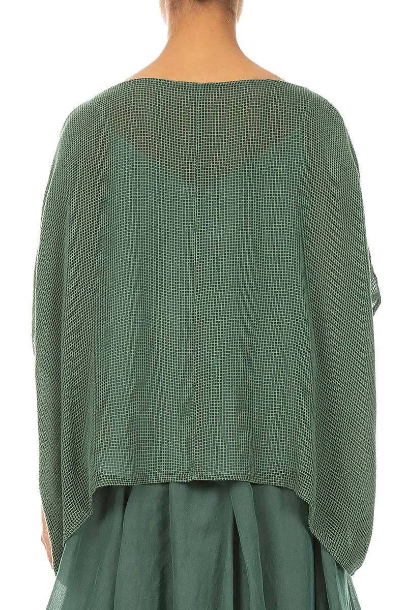 Loose Butterfly Sage Mesh Silk Blouse