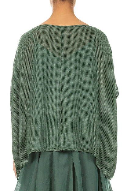 Lockere Bluse aus Schmetterlings-Salbei-Mesh-Seide