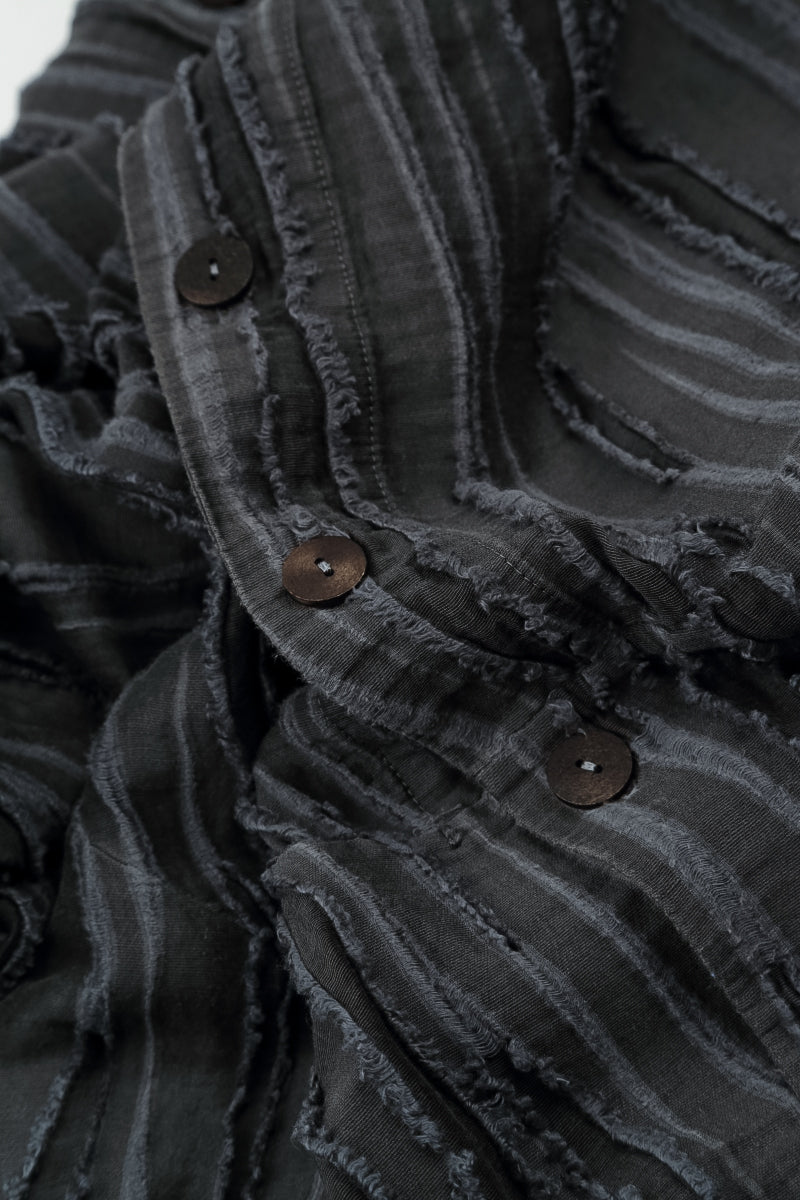 Loose Charcoal Fray Weave Shirt