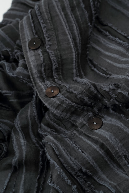 Loose Charcoal Fray Weave Shirt