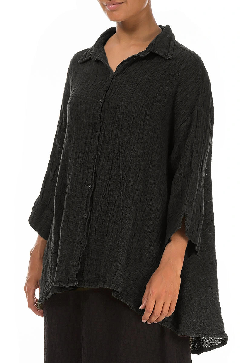 Chemise ample en Lin chiné Anthracite