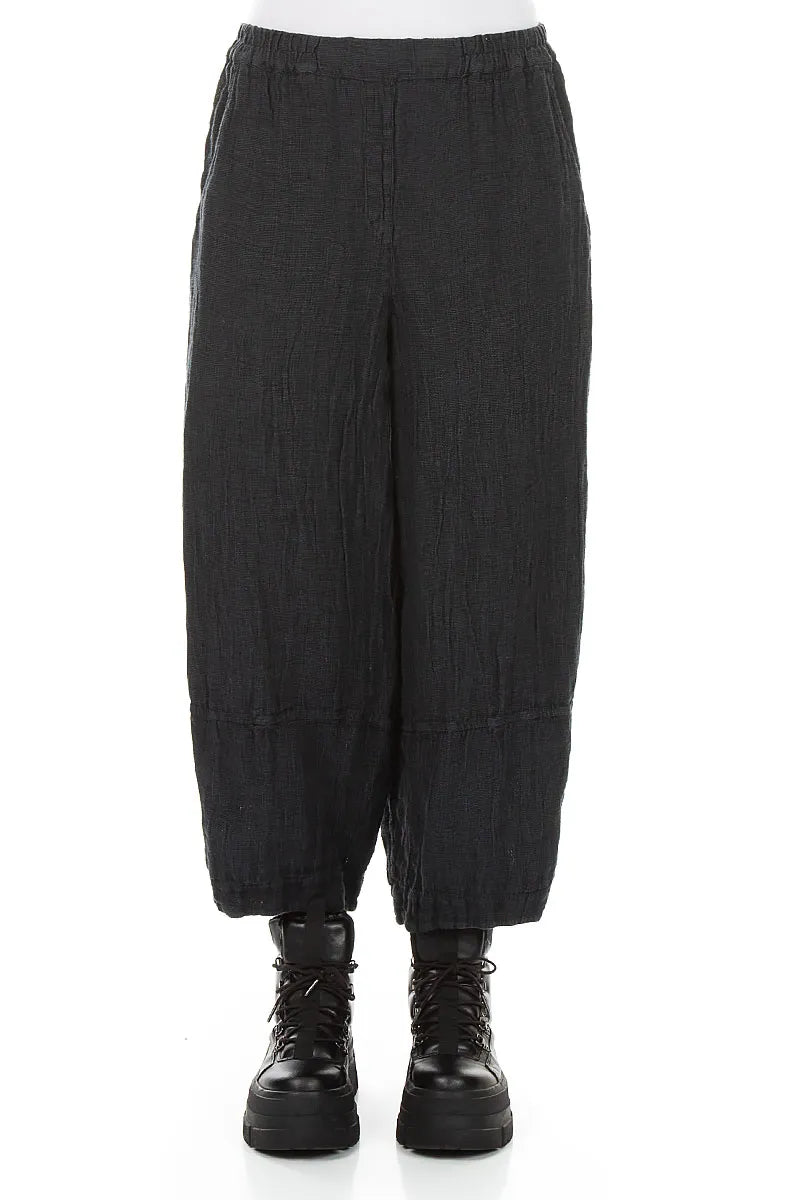 Loose Charcoal Mélange Linen Trousers 1