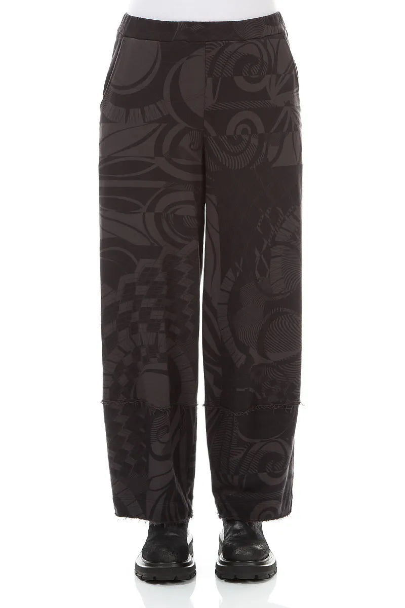 Loose Charcoal Orbit Cotton Trousers