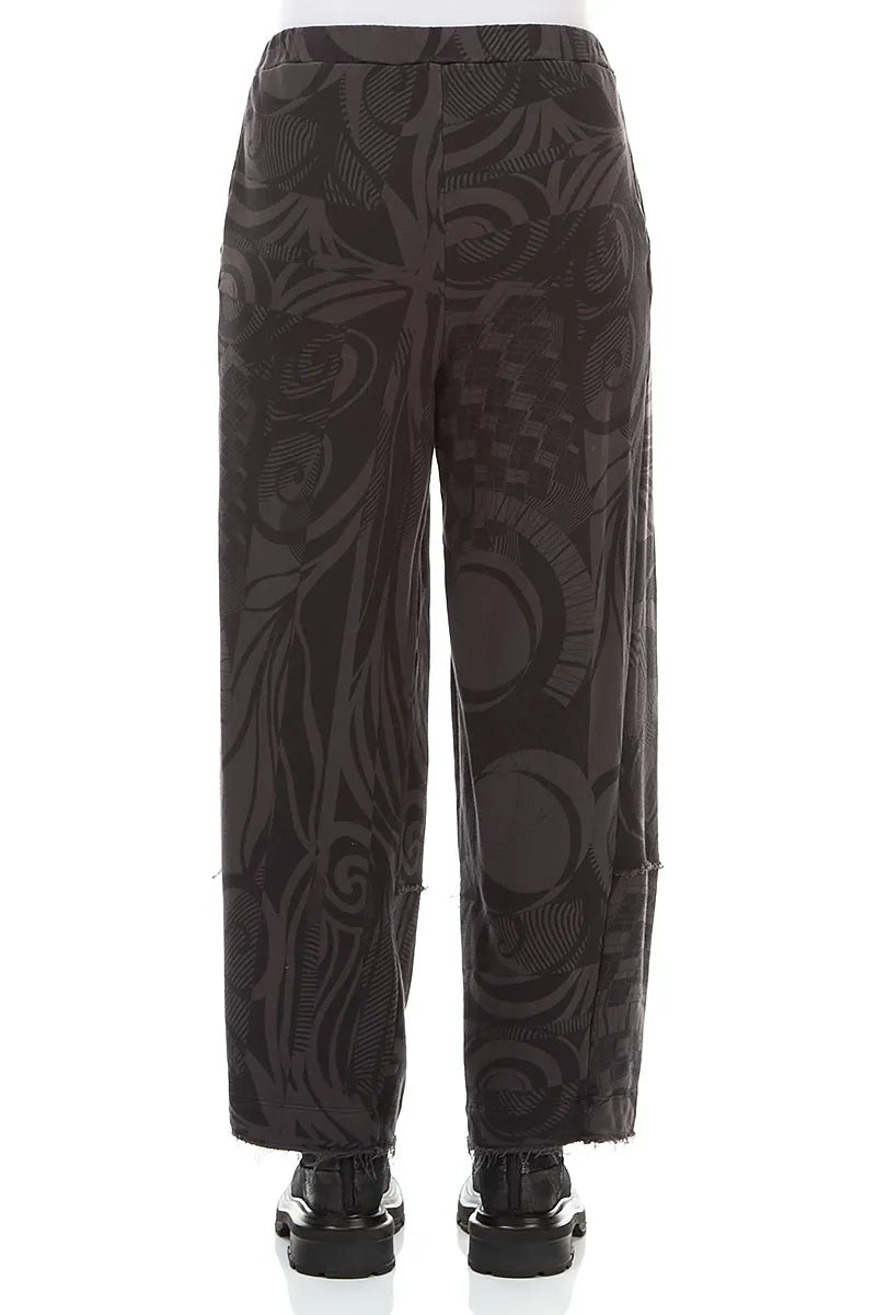 Loose Charcoal Orbit Cotton Trousers