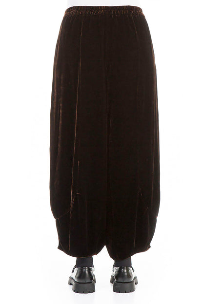 Loose Chocolate Silk Velvet Trousers 2