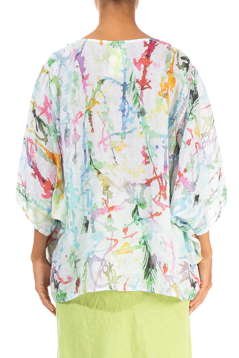 Loose Colour Splash Gauze Linen Blouse 2
