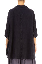 Loose Crinkled Dark Aubergine Silk Shirt 2
