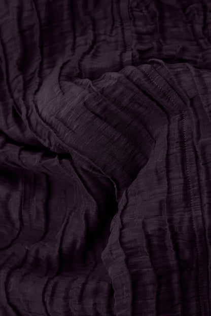 Loose Crinkled Deep Plum Silk Linen Shirt