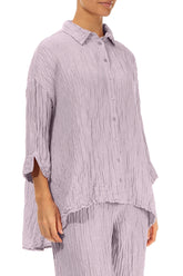 Loose Crinkled Lilac Silk Linen Shirt 3