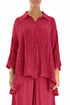 Loose Crinkled Raspberry Silk Linen Shirt 1