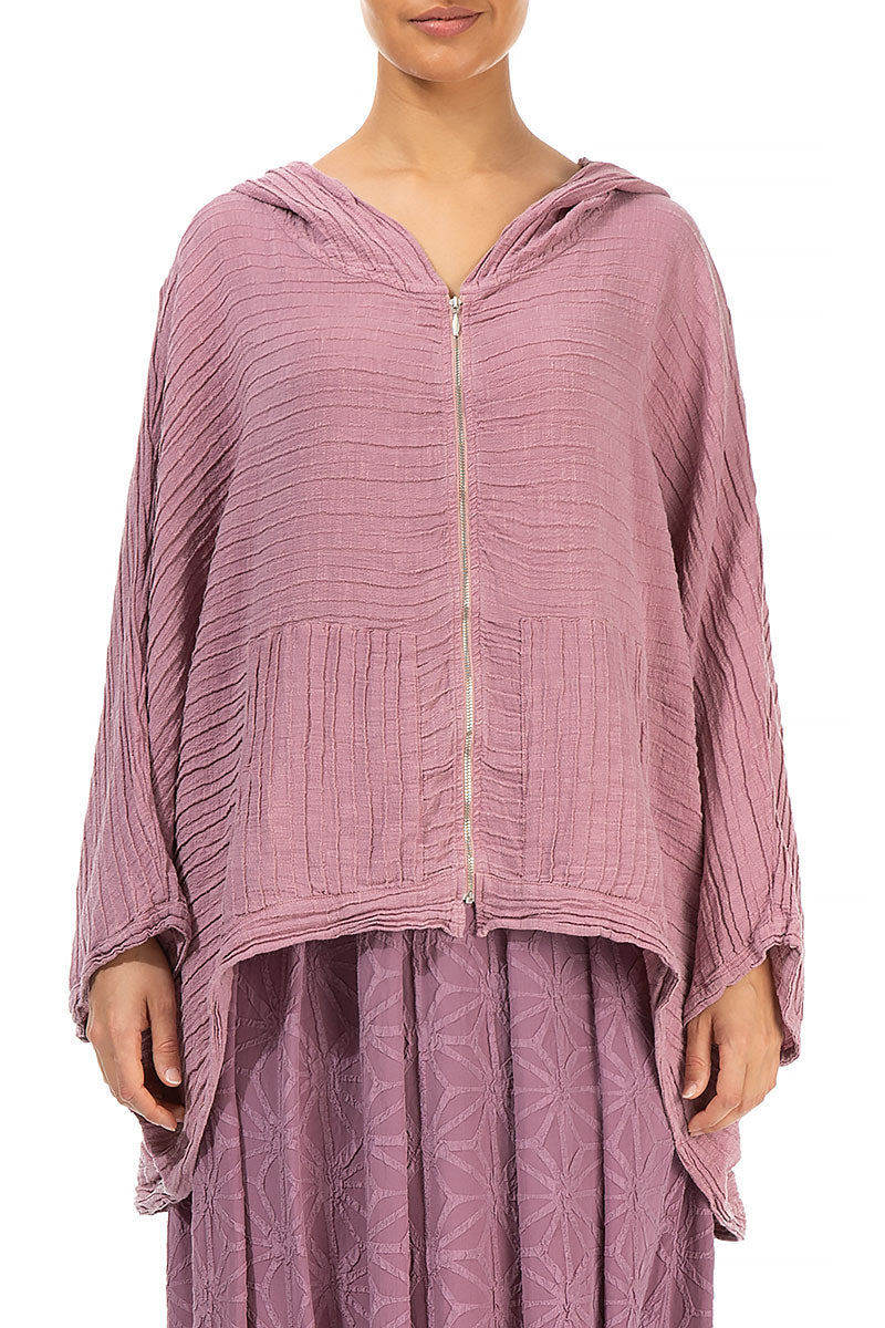 Loose Crinkled Rose Silk Hemp Jacket 1