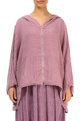Loose Crinkled Rose Silk Hemp Jacket 1