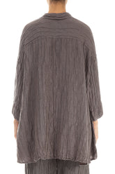 Loose Crinkled Truffle Silk Linen Shirt 2